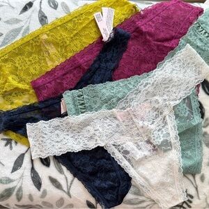 Victoria's Secret Lace Panty Set - Yellow, Purple, Blue, Green, White